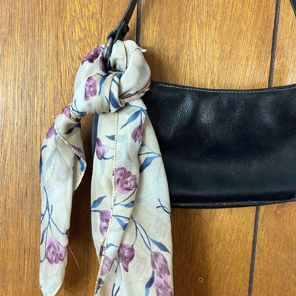 Vintage Sheer Floral Scarf Square Lightweight Purple Flowers Accent Accessory